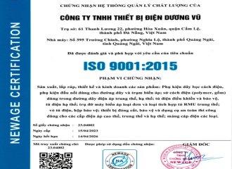 HỆ THỐNG QUẢN LÝ CHẤT LƯỢNG DƯƠNG VŨ ELECTRIC ĐẠT CHUẨN ISO 9001:2015